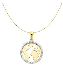 Gargantilla Mapamundi Brillo Oro Bicolor 18K 42 + 2Cm<Alda Joyeros Store