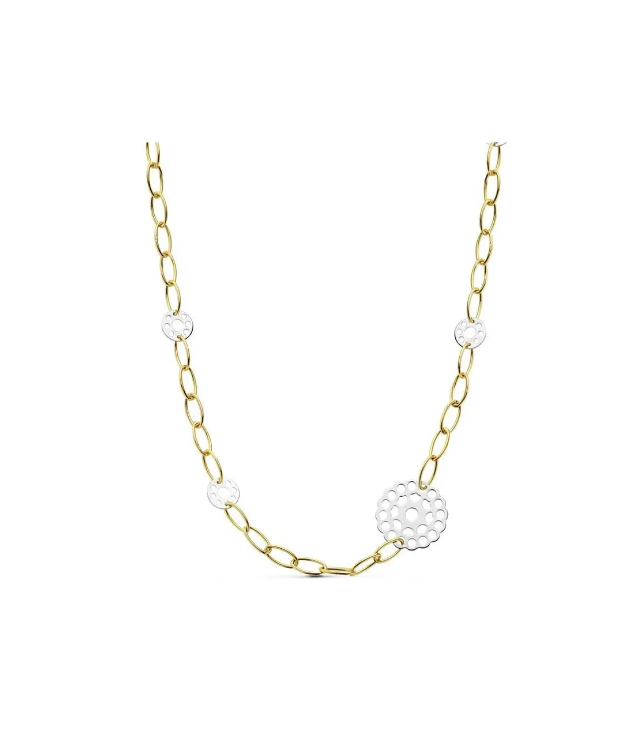 Gargantilla Oro Bicolor 18K Eslabones Motivos Calados<Alda Joyeros Hot