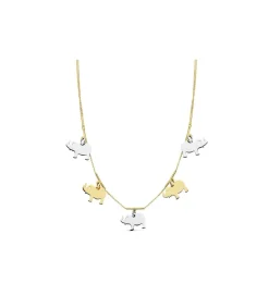 Gargantilla Oro Bicolor 18Ktes Charms Elefantes<Alda Joyeros Cheap