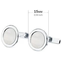 Gemelos Alexandre Oro Blanco 18K Nacar<Alda Joyeros Best Sale