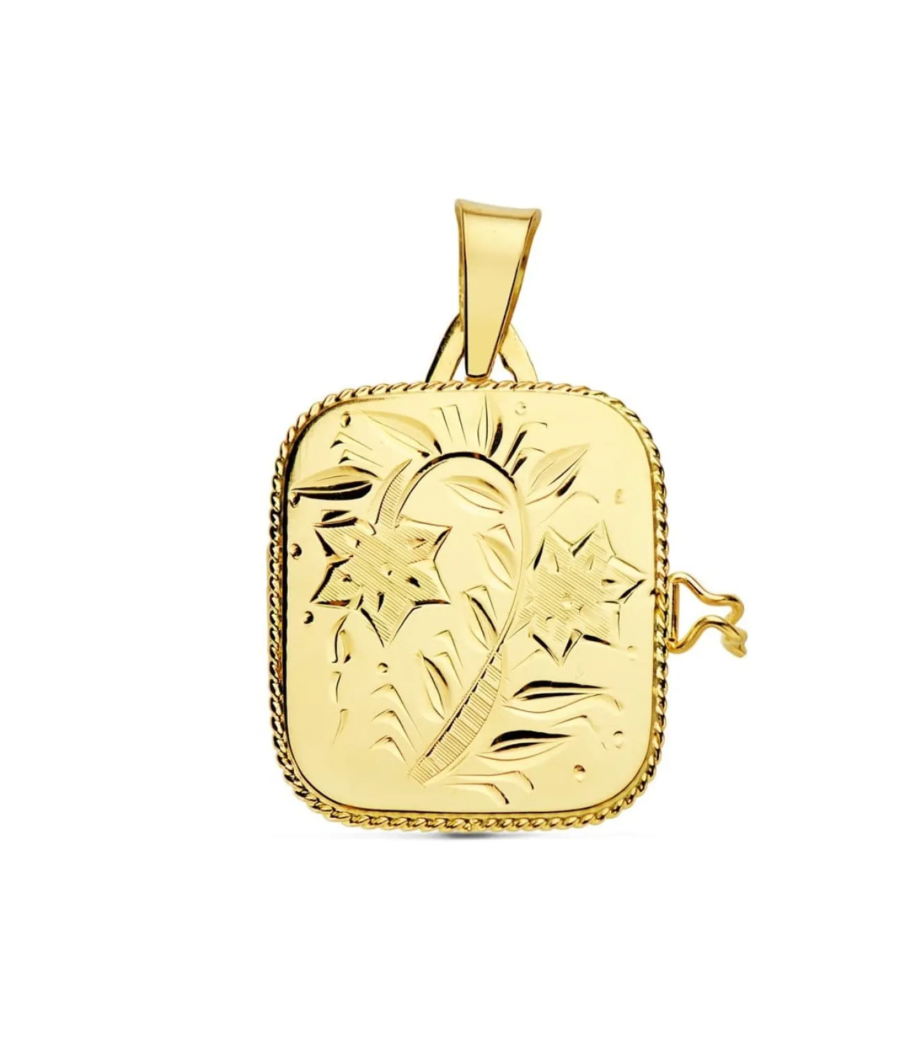 Guardapelo Portafotos Cuadrado Labrado Oro 18 K 21 Mm<Alda Joyeros Cheap