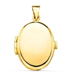 Guardapelo Portafotos Liso Oval Oro 18 K 25 Mm<Alda Joyeros New