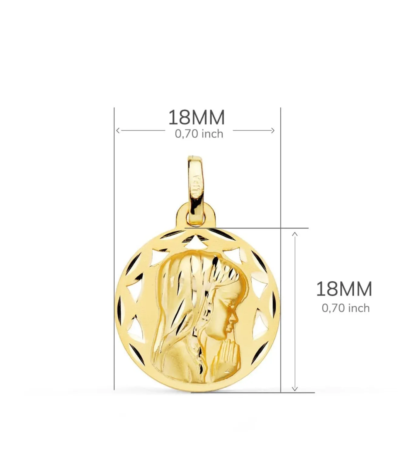 Medalla Calada 18K Virgen Niña Tallada 18Mm<Alda Joyeros Best Sale