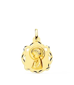 Medalla Calada 18K Virgen Niña Rezo 14Mm<Alda Joyeros Online