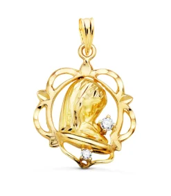 Medalla Cerco Virgen Niña Oro Amarillo 9K 21Mm<Alda Joyeros Clearance