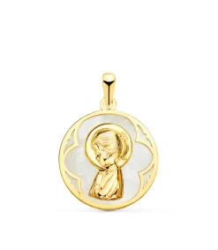 Medalla Comunion Nacar Oro 18K Virgen Niña<Alda Joyeros Hot