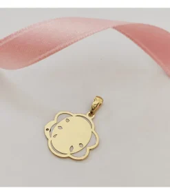 Medalla Comunion Oro 18K Virgen Niña Nacar Flor<Alda Joyeros Clearance