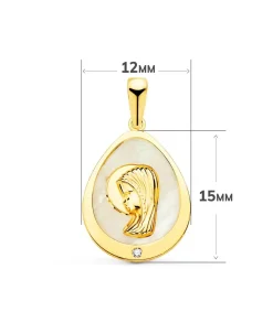 Medalla Comunion Oro 18K Virgen Niña Nacar Lagrima<Alda Joyeros Fashion
