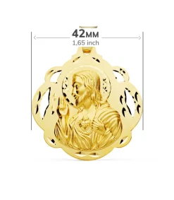 Medalla Corazon De Jesus Oro 18 K 42 Mm Pandereta<Alda Joyeros Hot