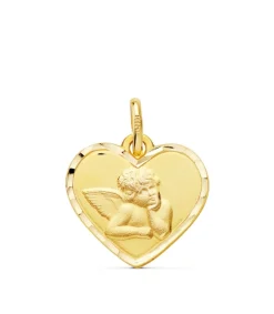 Medalla Corazon Ángel Querubin Oro 18K 14Mm<Alda Joyeros Fashion