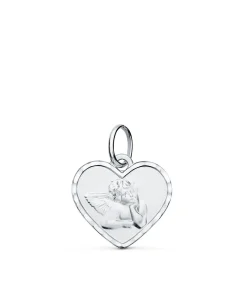 Medalla Corazon Ángelito Oro Blanco 9K 14Mm<Alda Joyeros Fashion