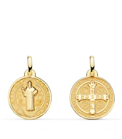 Medalla De San Benito Oro 18K Mate Y Brillo 16Mm<Alda Joyeros Best