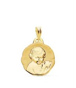 Medalla Dulce Nino De La Flor Oro 18K 17Mm Brillo<Alda Joyeros Shop