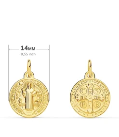 Medalla Escapulario San Benito Monje Oro 18K 14Mm<Alda Joyeros Store