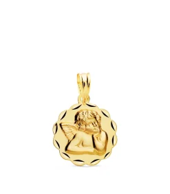 Medalla Flor Ángel Oro Amarillo 18K 14Mm<Alda Joyeros Fashion