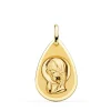 Medalla Gota Virgen Niña Brillo Oro 18K 19 Mm<Alda Joyeros Online