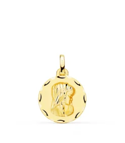 Medalla 18Kt 16Mm Virgen Niña Rezando Tallada<Alda Joyeros Store