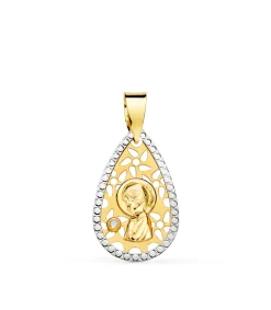 Medalla Lagrima Virgen Niña Oro Bicolor 18K<Alda Joyeros Cheap