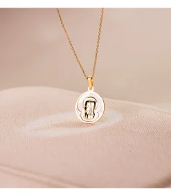 Medalla Nacar Redonda Virgen Niña Oro 18 K 18 Mm<Alda Joyeros Cheap