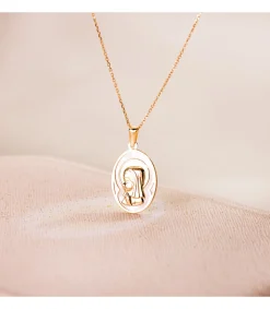 Medalla Nacar Virgen Niña Oval Oro 18 K 21 Mm<Alda Joyeros Clearance