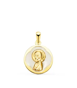Medalla Nacar Virgen Niña Oro 18K 15 Mm<Alda Joyeros Outlet