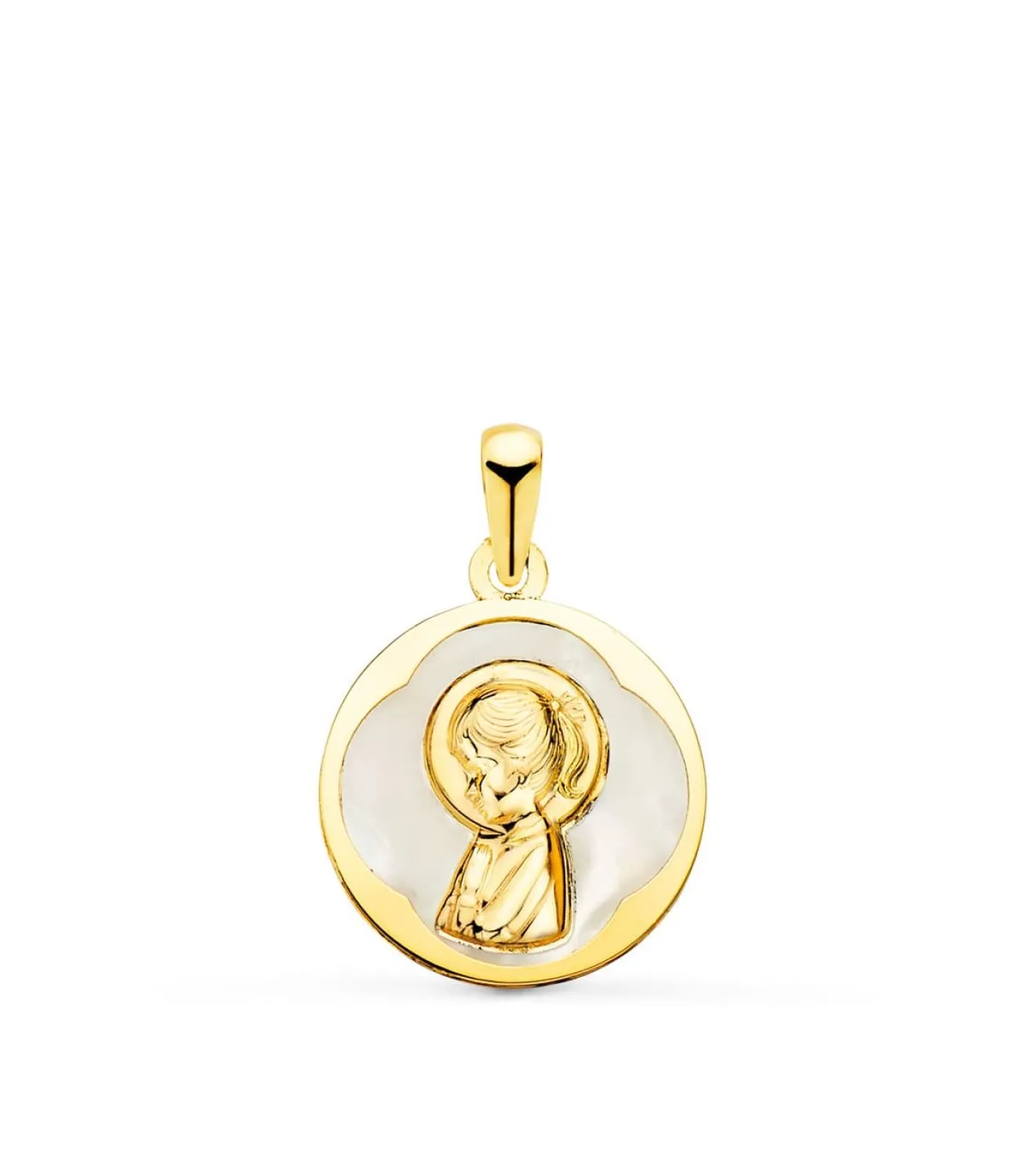 Medalla Nacar Virgen Niña Oro 18K 15 Mm<Alda Joyeros Outlet