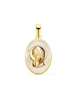 Medalla Nacar Virgen Niña Oval Oro 18 K 17 Mm<Alda Joyeros Cheap