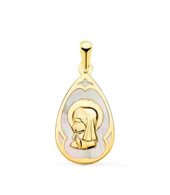 Medalla Nacar Virgen Niña Gota Oro 18 K 21 Mm<Alda Joyeros Cheap