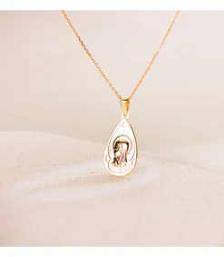 Medalla Nacar Virgen Niña Gota Oro 18 K 21 Mm<Alda Joyeros Cheap