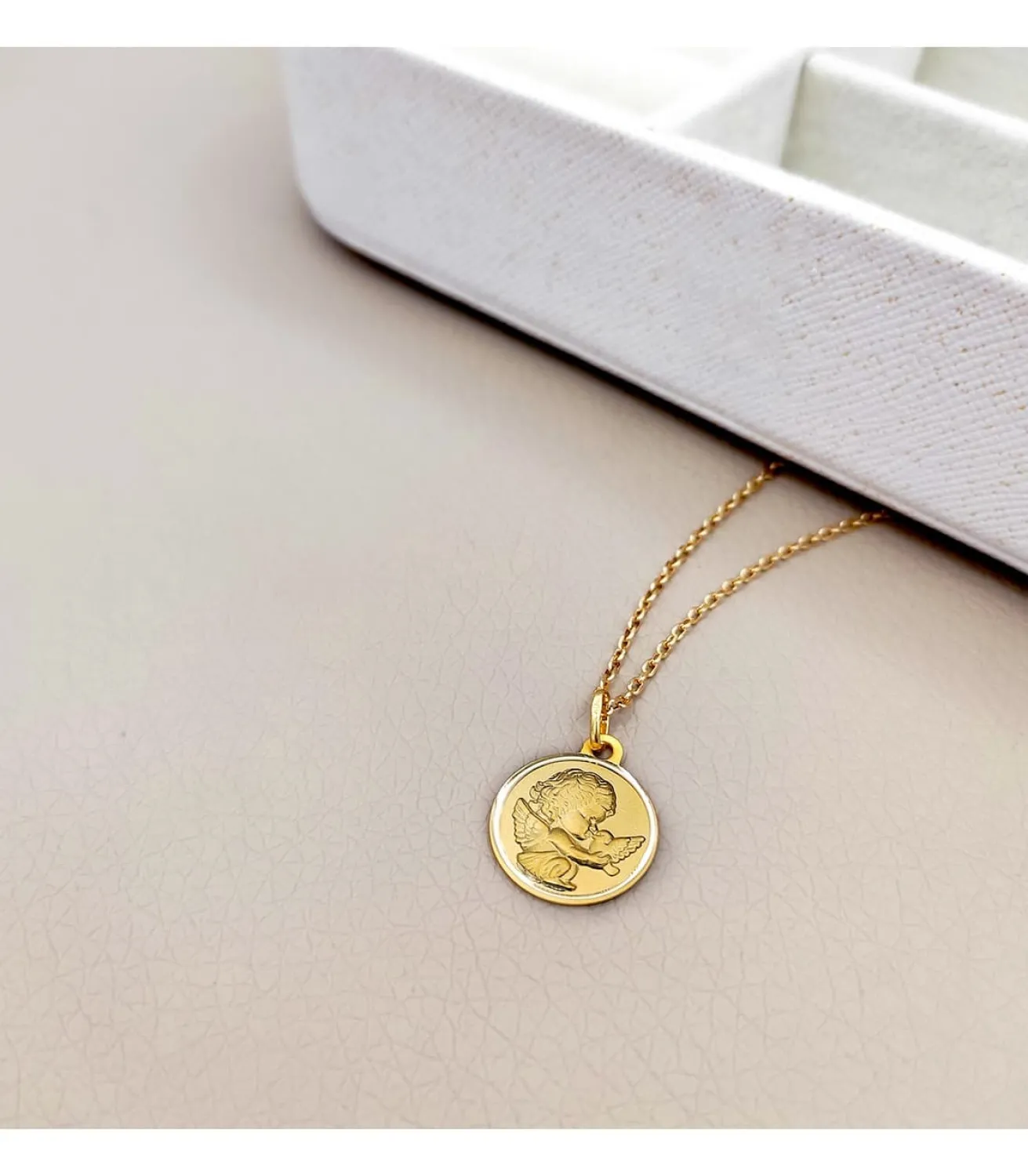 Medalla Ángel Y Pajaro Oro Amarillo 18K 14Mm Bisel<Alda Joyeros Hot