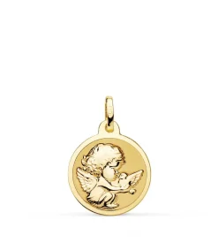Medalla Ángel Y Pajaro Oro Amarillo 18K 16Mm Brillo<Alda Joyeros Discount