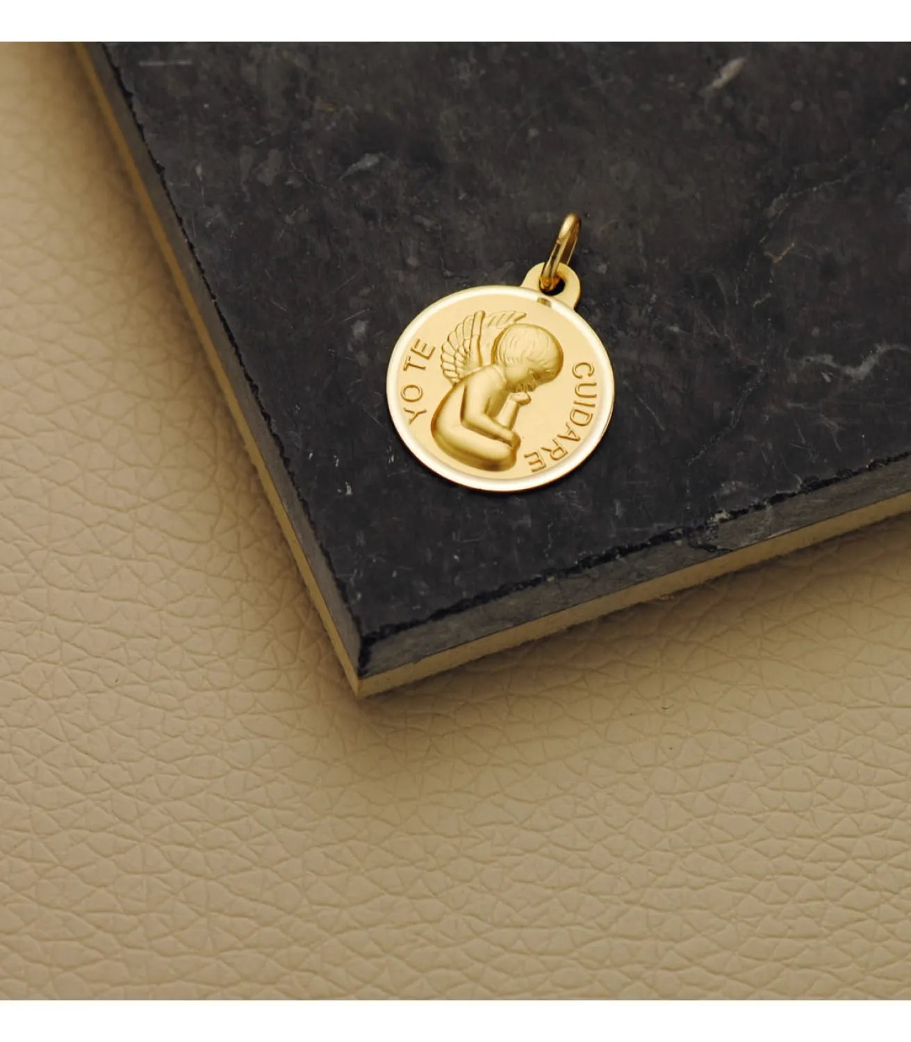 Medalla Ángel Yo Te Cuidare 18K 16Mm Bisel<Alda Joyeros Sale