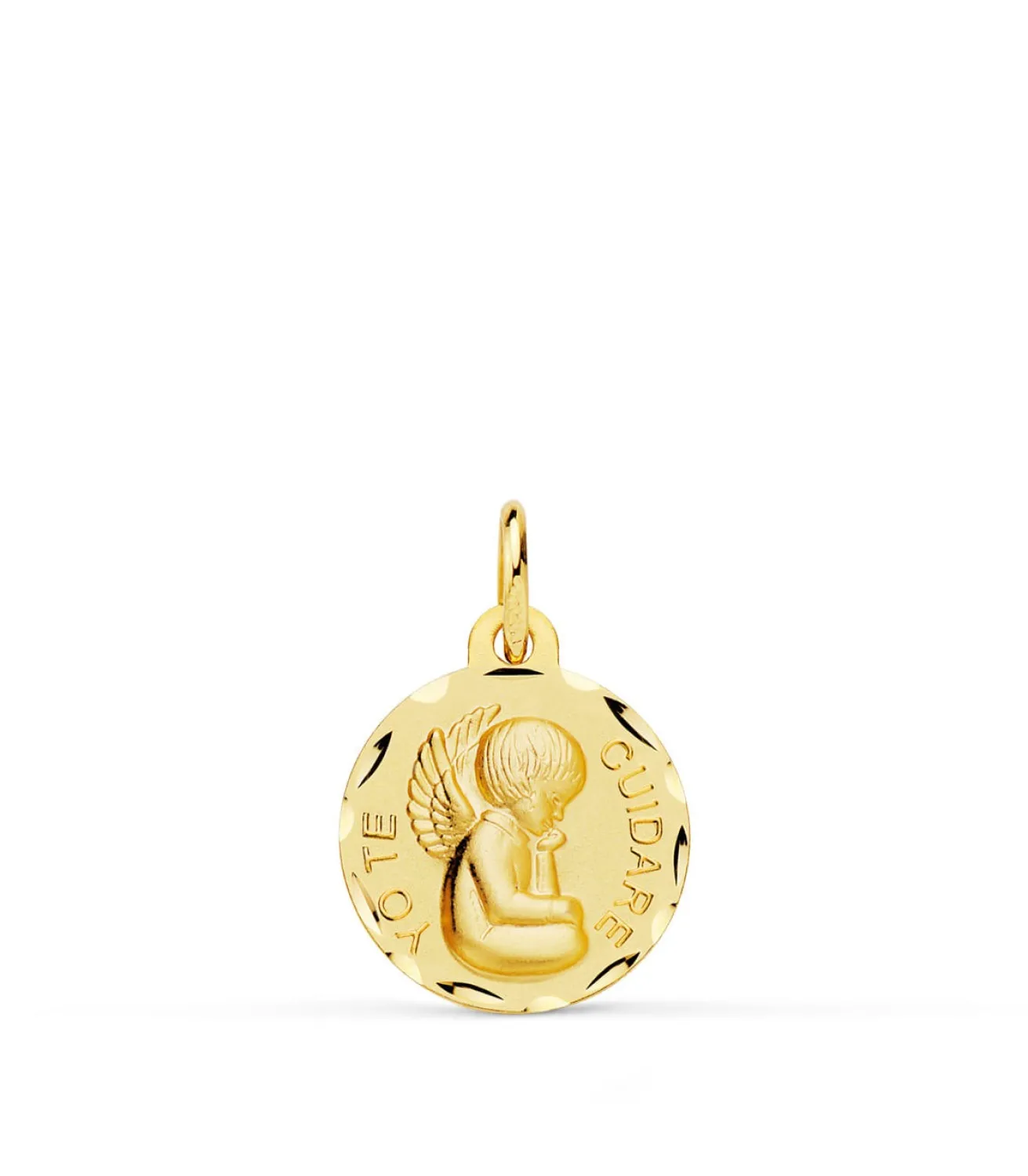Medalla Ángel Yo Te Cuidare 18K 14Mm Tallada<Alda Joyeros Flash Sale