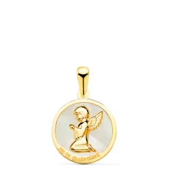 Medalla Ángel "Yo Te Guardare" Oro 18K Nacar<Alda Joyeros Cheap