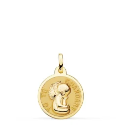 Medalla Ángel "Yo Te Guardare" Oro 18K Brillo 16Mm<Alda Joyeros Hot