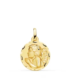 Medalla Ángelito Rezando Oro 18K 18Mm Tallada<Alda Joyeros Best Sale
