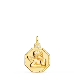 Medalla Octogonal Ángel Querubin Oro 18 K 13 Mm<Alda Joyeros Outlet