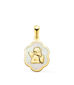Medalla Oro 18K Ángelito Nacar 15 Mm<Alda Joyeros Sale