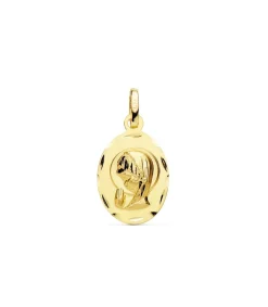 Medalla Oval Virgen Niña 18K Tallada 19 Mm<Alda Joyeros Store