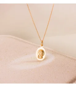 Medalla Oval Virgen Niña 18K Mate 19 Mm<Alda Joyeros Online