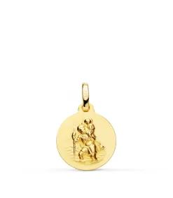 Medalla San Cristóbal Oro 18K 14Mm Matizada<Alda Joyeros Best Sale