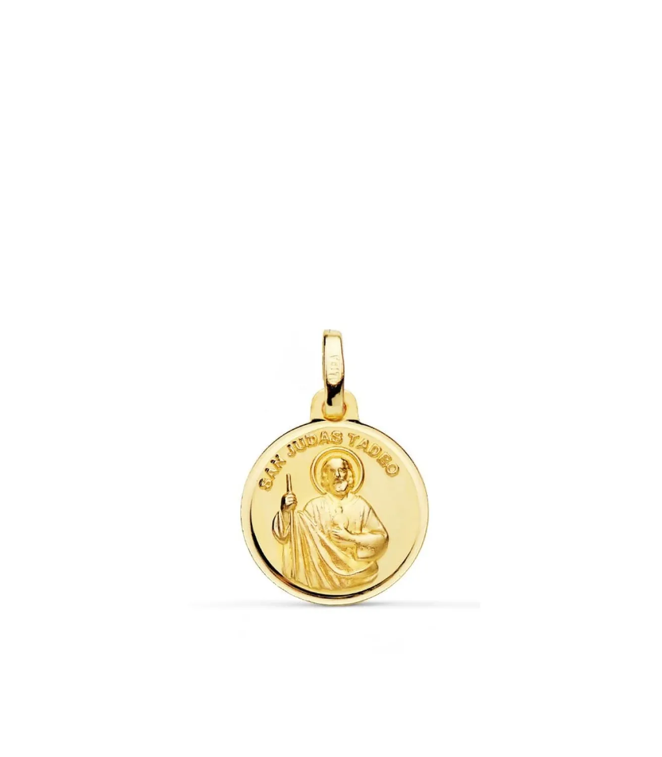 Medalla San Judas Tadeo Oro 18K 14Mm Bisel<Alda Joyeros Shop