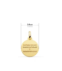 Medalla San Judas Tadeo Oro 18K 14Mm Bisel<Alda Joyeros Shop