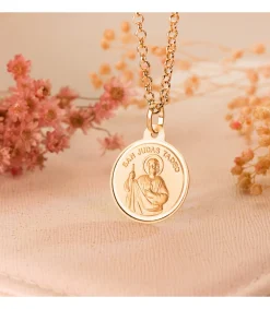 Medalla San Judas Tadeo Oro 18K 24Mm Bisel<Alda Joyeros Fashion