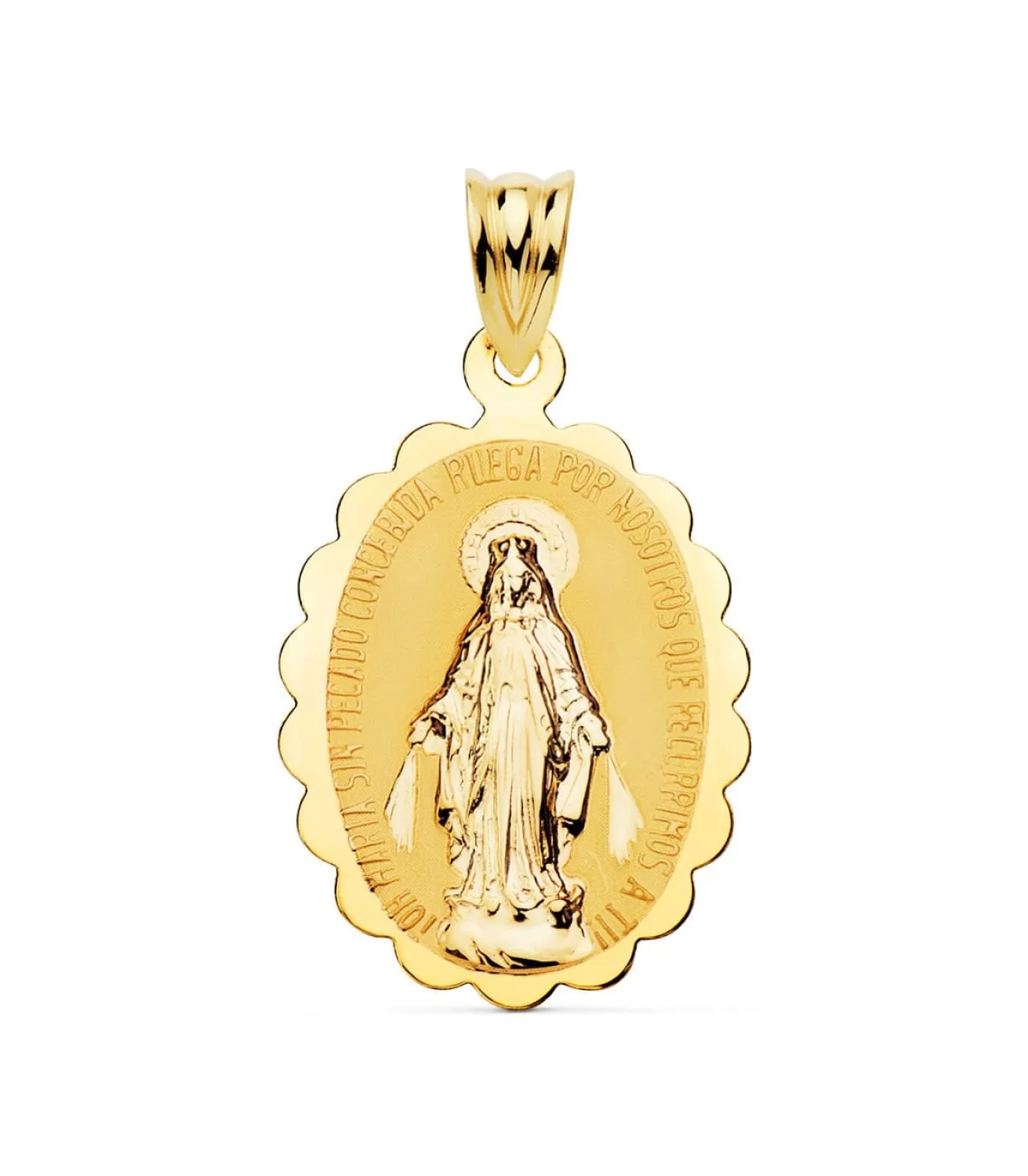 Medalla Virgen Milagrosa Oro 18K 25Mm Brillo<Alda Joyeros Online