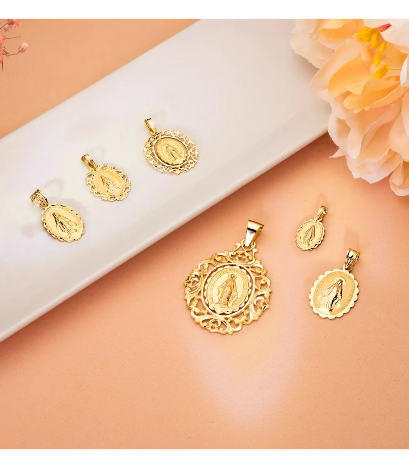 Medalla Virgen Milagrosa Oro 18K 25Mm Brillo<Alda Joyeros Online