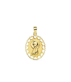 Medalla Virgen Niña Calada Oro Amarillo 18 K 15 Mm<Alda Joyeros Shop