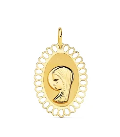 Medalla Virgen Niña Cerco Calado Oro 18K<Alda Joyeros Fashion