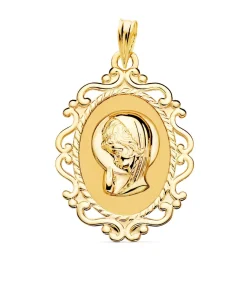 Medalla Virgen Niña Cerco 18Ktes 31Mm<Alda Joyeros Fashion