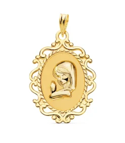 Medalla Virgen Niña Cerco Oro18 Ktes<Alda Joyeros New